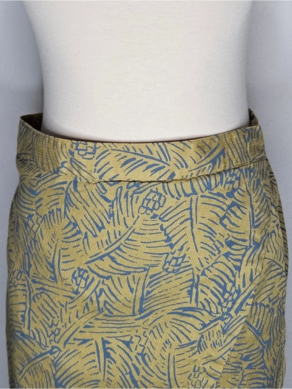 Prana Yellow Leaf-Print Wrap Midi Skirt